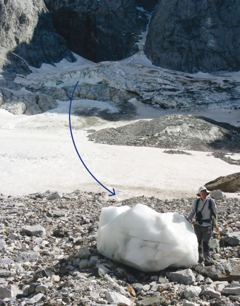 Fig. 12 – Glacier des Oulettes (Vignemale, Hautes-Pyrénées), le 18-07-2009